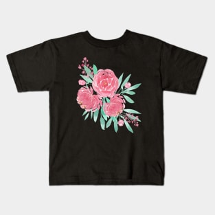 Watercolor peonies bouquet Kids T-Shirt